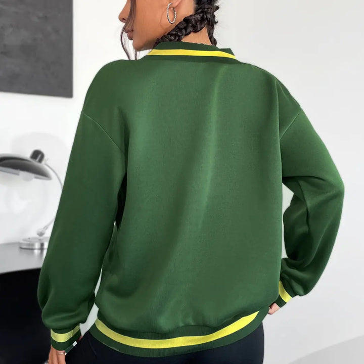 Women Sporty V-Neck Sweatshirt LionStyle Lion Style
