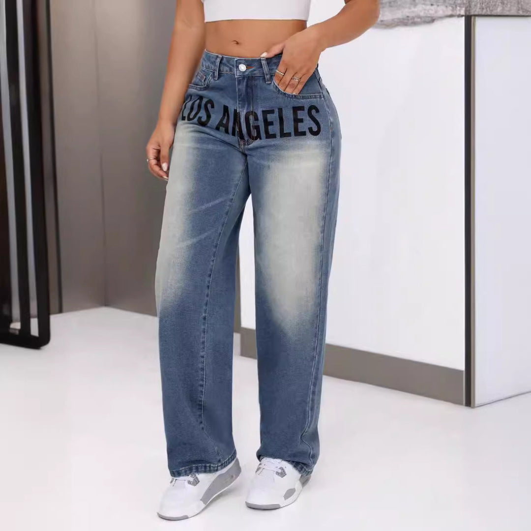 Women Statement LA Wide Leg Jeans LionStyle