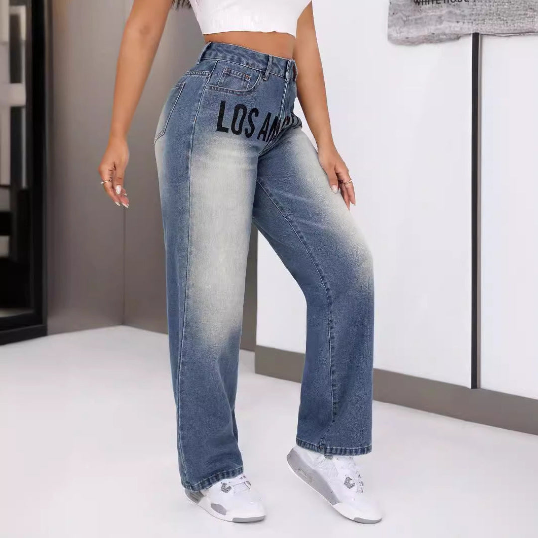 Women Statement LA Wide Leg Jeans LionStyle