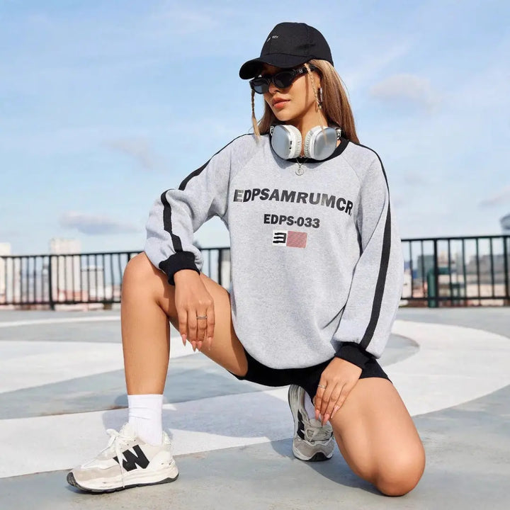 Women Stylish Sport Stripe Sweatshirt LionStyle Lion Sty