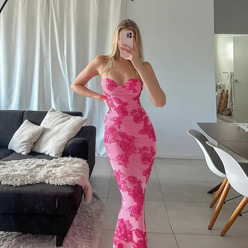 Women Sweetheart Bodycon Maxi Dress LionStyle Lion Style