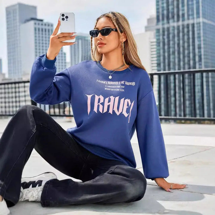 Women Travel Graphic Sweatshirt LionStyle Lion Style