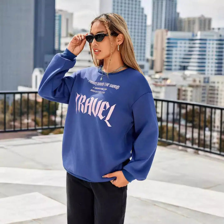 Women Travel Graphic Sweatshirt LionStyle Lion Style