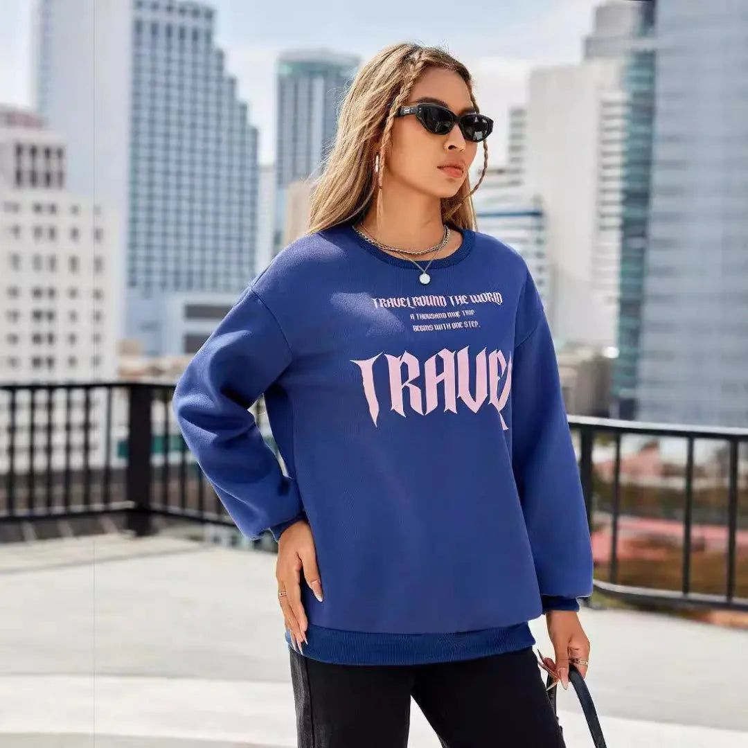 Women Travel Graphic Sweatshirt LionStyle Lion Style