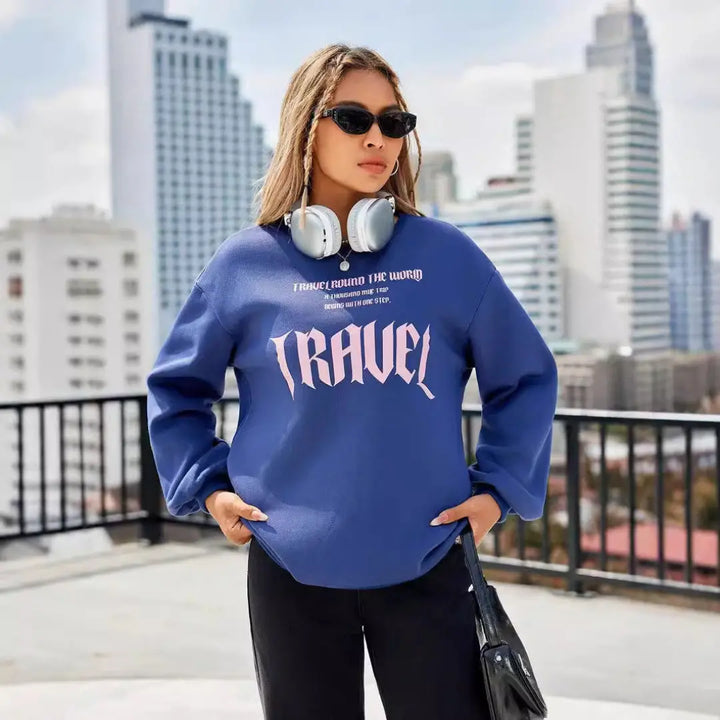 Women Travel Graphic Sweatshirt LionStyle Lion Style