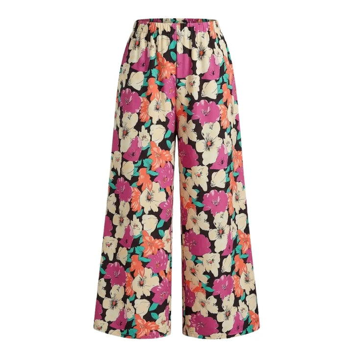 Women Tropical Floral Wide Leg Pants LionStyle Lion Style