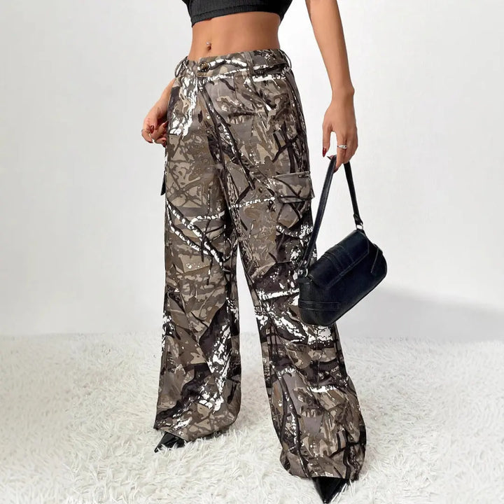 Women Urban Camo Wide Pants LionStyle Lion Style