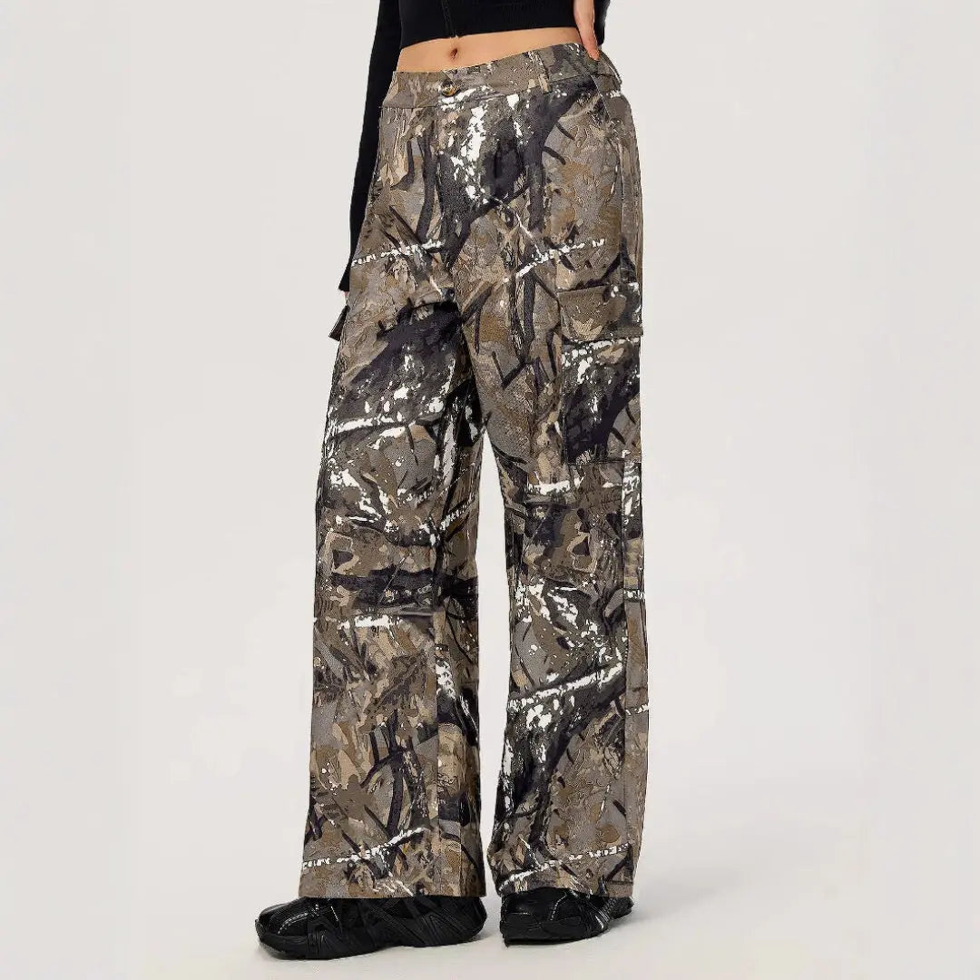 Women Urban Camo Wide Pants LionStyle Lion Style