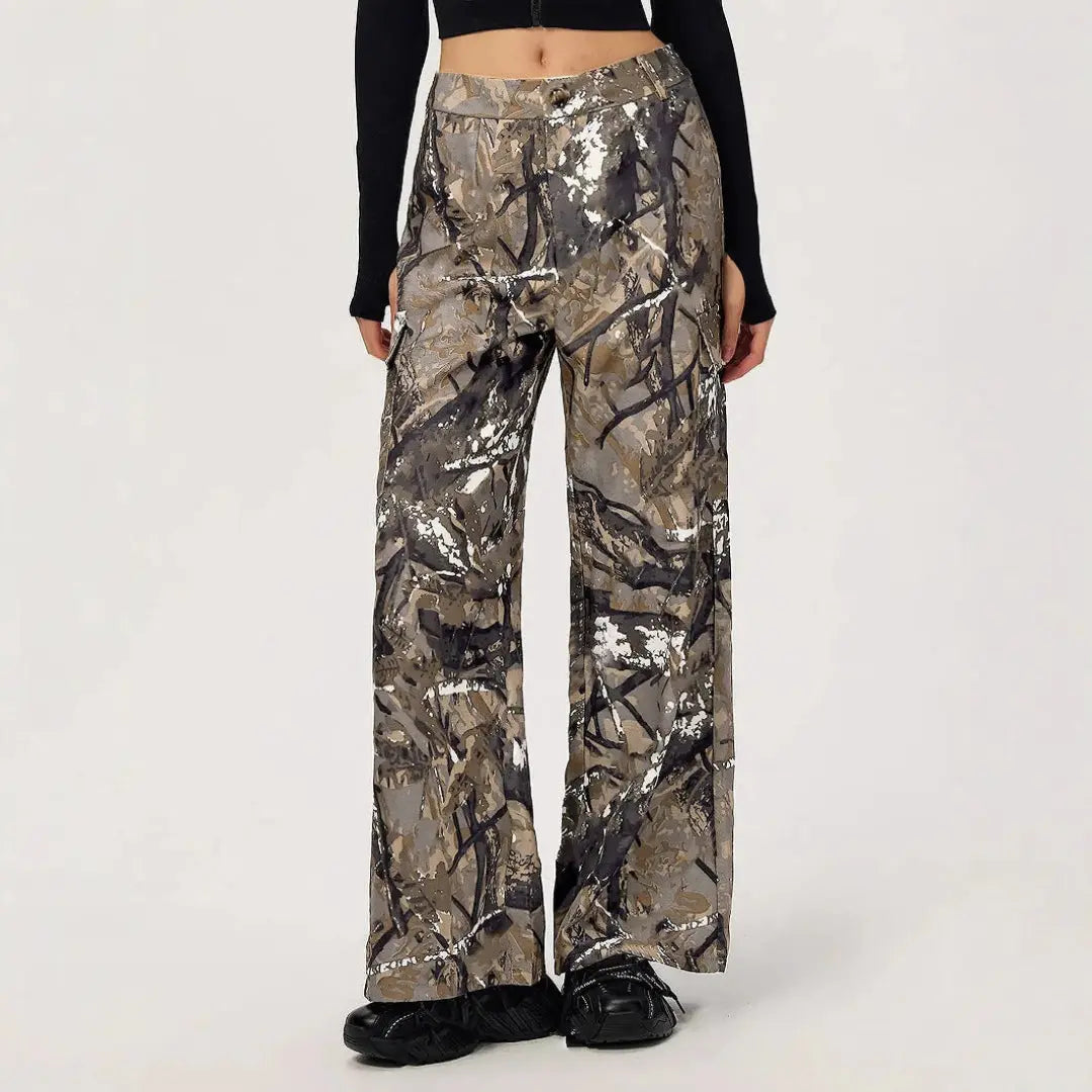 Women Urban Camo Wide Pants LionStyle Lion Style