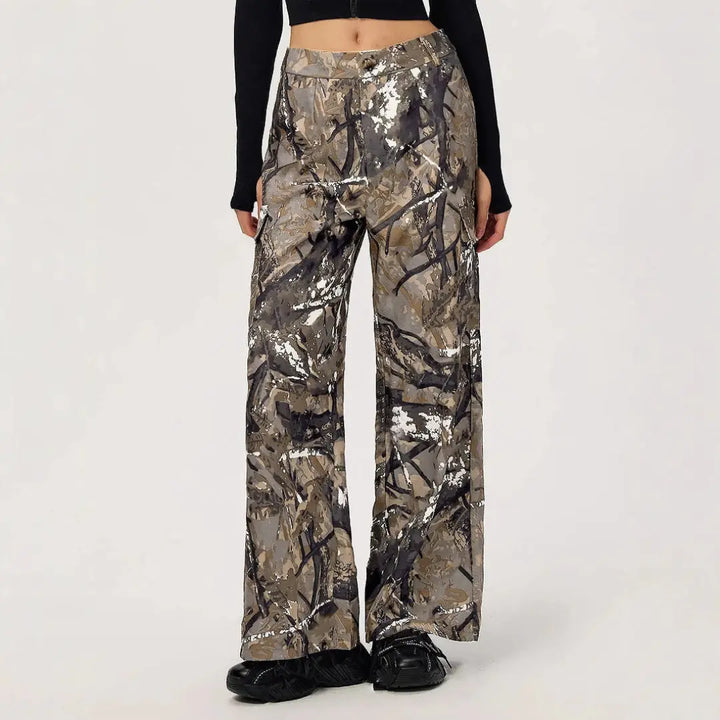 Women Urban Camo Wide Pants LionStyle Lion Style