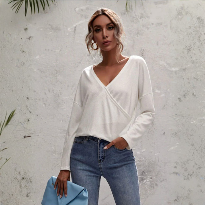 Women V Neck Casual Top LionStyle