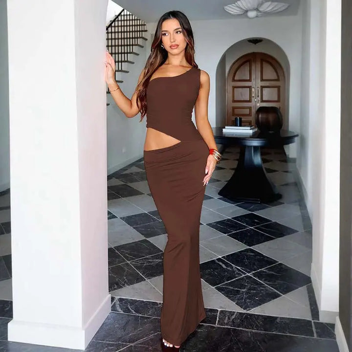 Women Waist Cutout Maxi Dress LionStyle Lion Style
