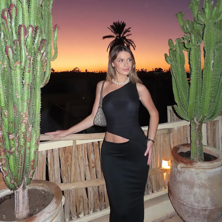 Women Waist Cutout Maxi Dress LionStyle Lion Style