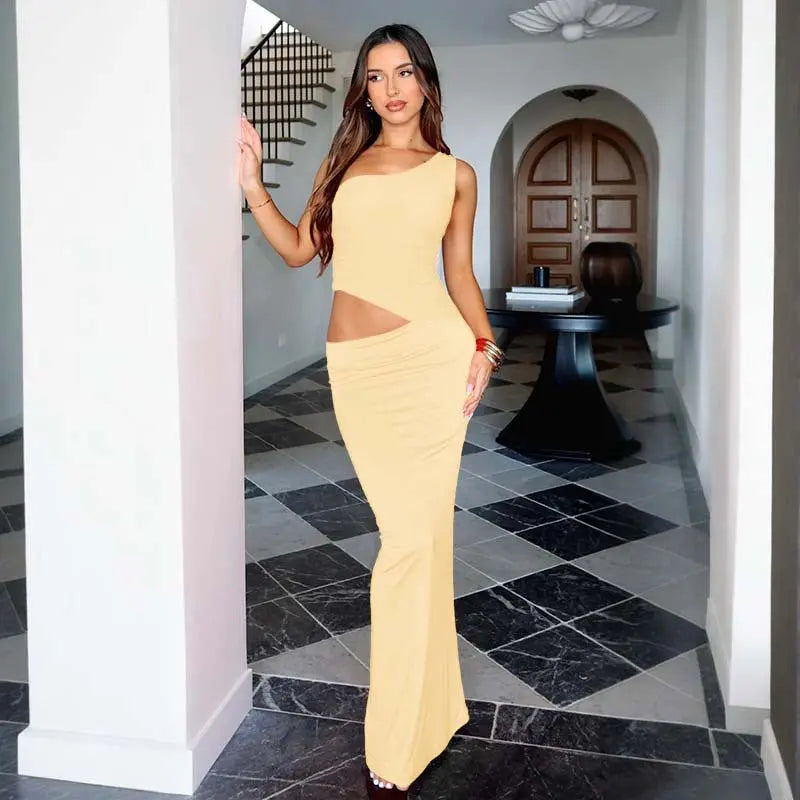 Women Waist Cutout Maxi Dress LionStyle Lion Style