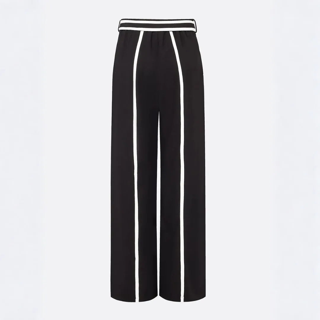 LS | Women’s Contrast-Trim Straight-Leg Trousers