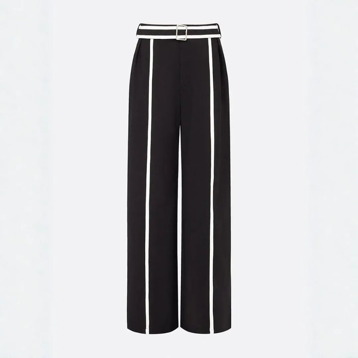 LS | Women’s Contrast-Trim Straight-Leg Trousers