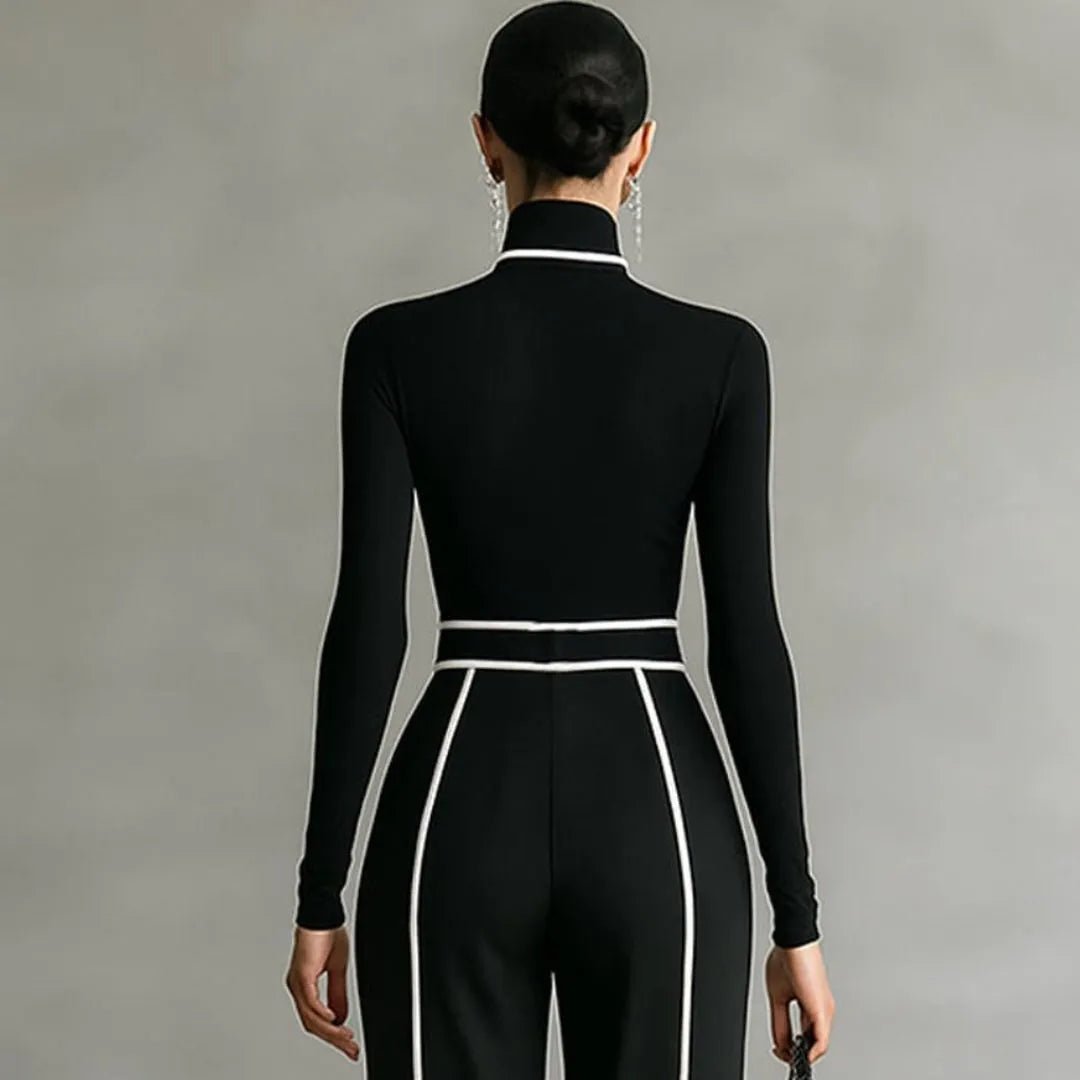 Women’s Contrast Color-Block Turtleneck Top