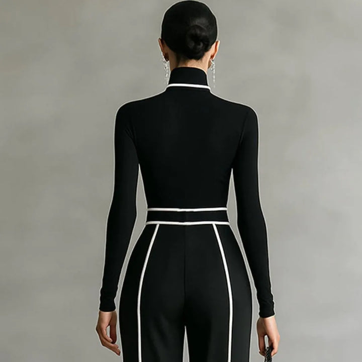 Women’s Contrast Color-Block Turtleneck Top