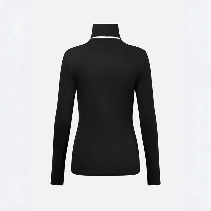 Women’s Contrast Color-Block Turtleneck Top