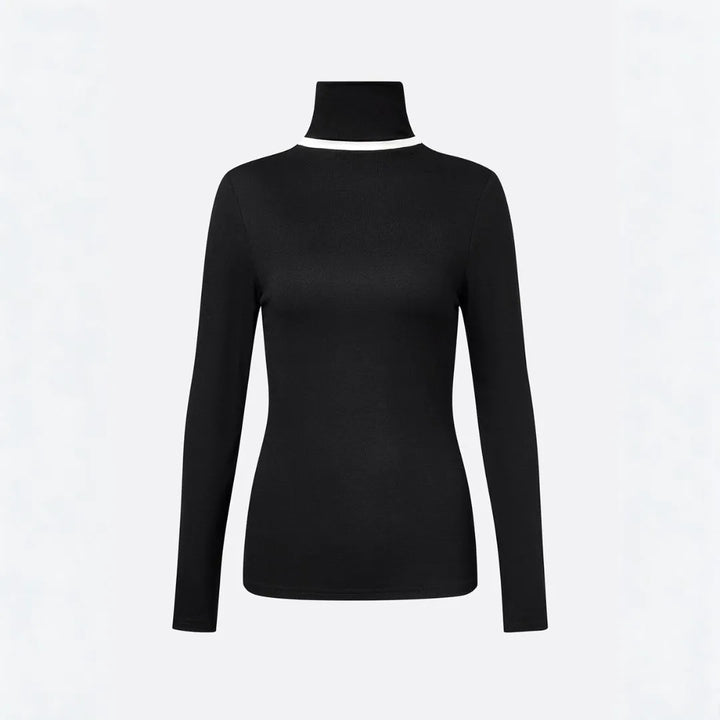 Women’s Contrast Color-Block Turtleneck Top