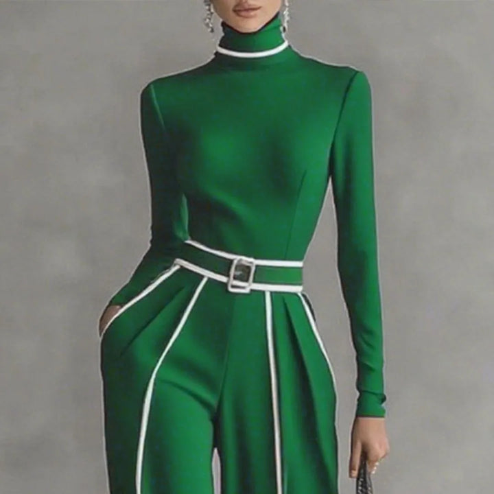 Women’s Contrast Color-Block Turtleneck Top