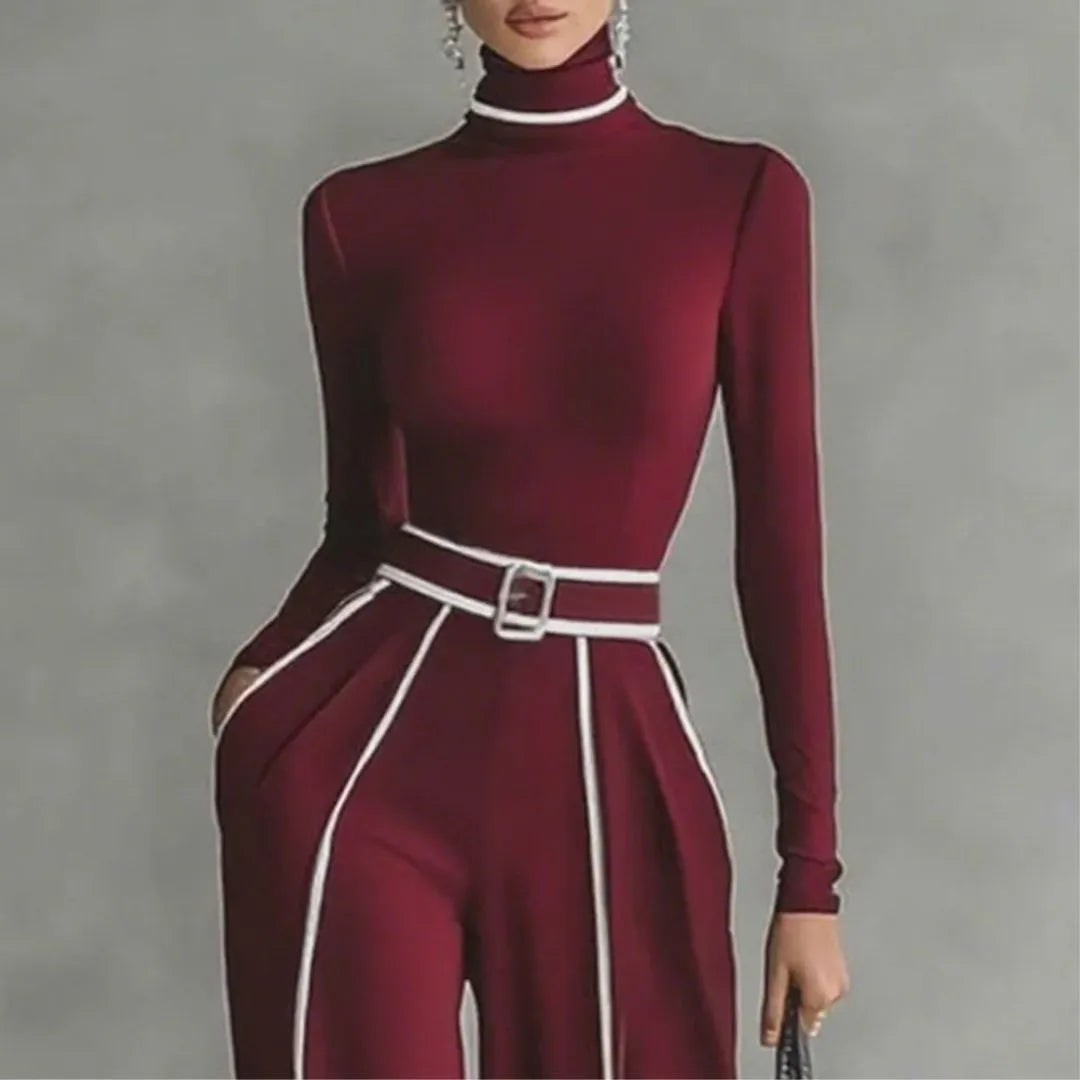 Women’s Contrast Color-Block Turtleneck Top