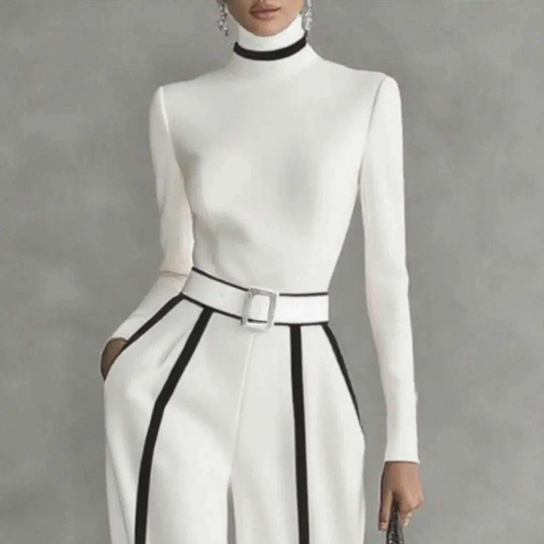 Women’s Contrast Color-Block Turtleneck Top