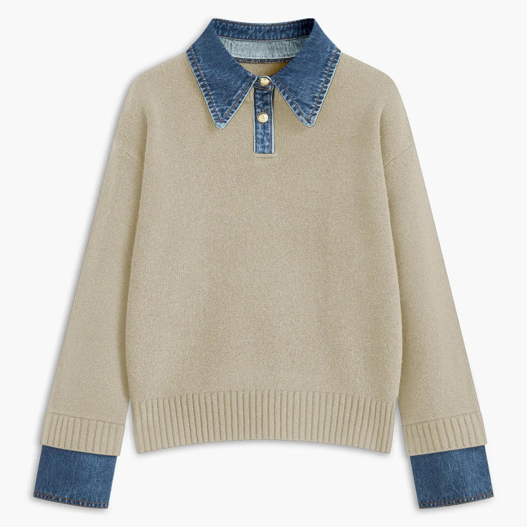 Women’s Denim Collar & Cuff Sweater