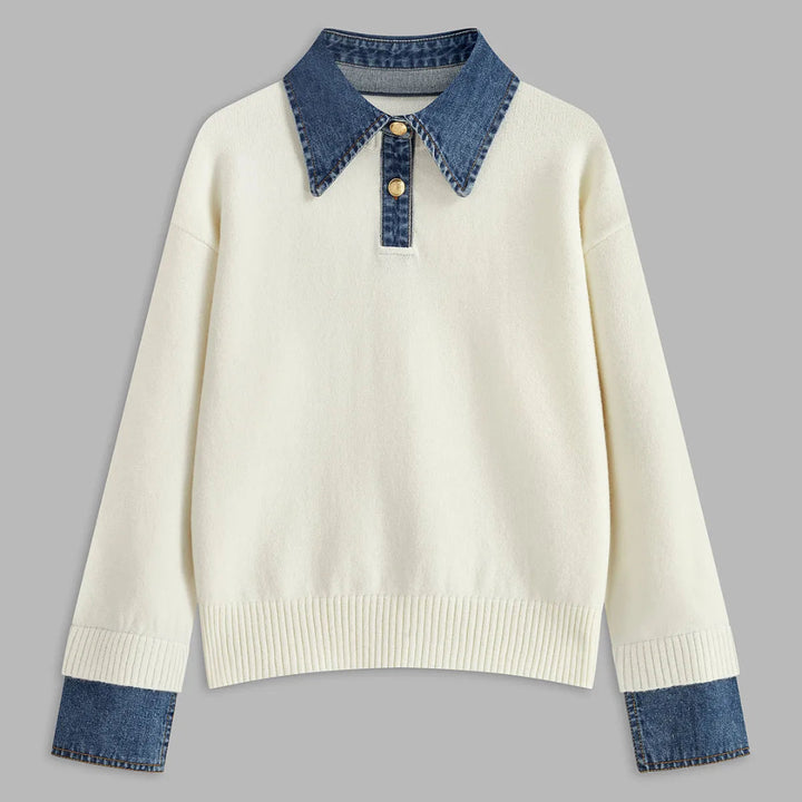 Women’s Denim Collar & Cuff Sweater