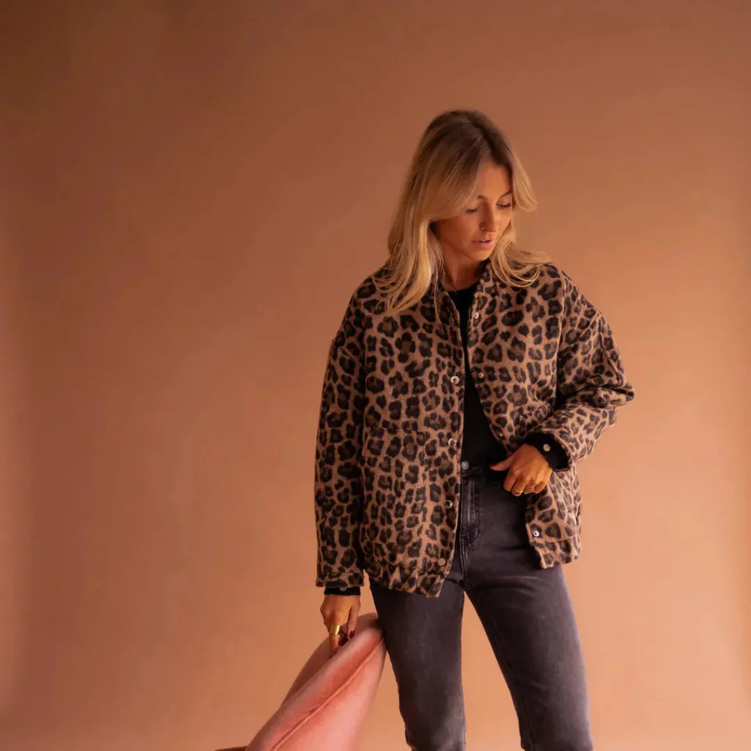 Women’s Oversized Leopard Bomber Jacket