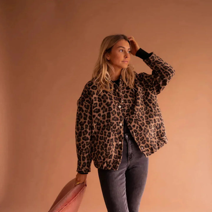 Women’s Oversized Leopard Bomber Jacket