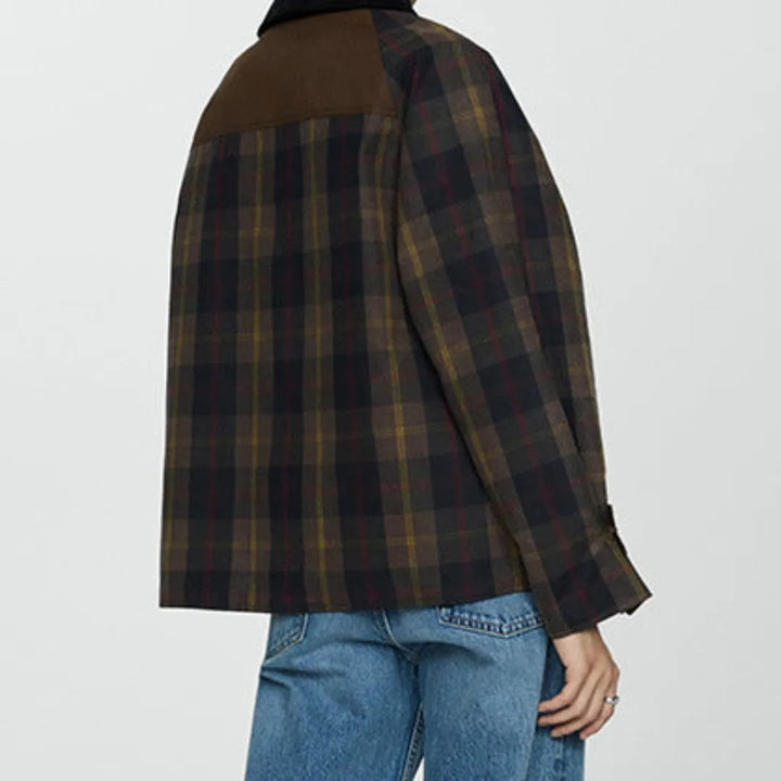Women’s Plaid Corduroy Collar Jacket