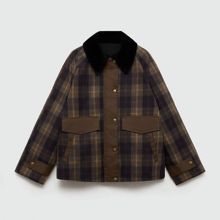 Women’s Plaid Corduroy Collar Jacket