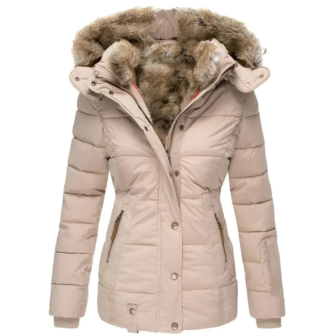 Women’s Plush Faux-Fur Hood Puffer Coat