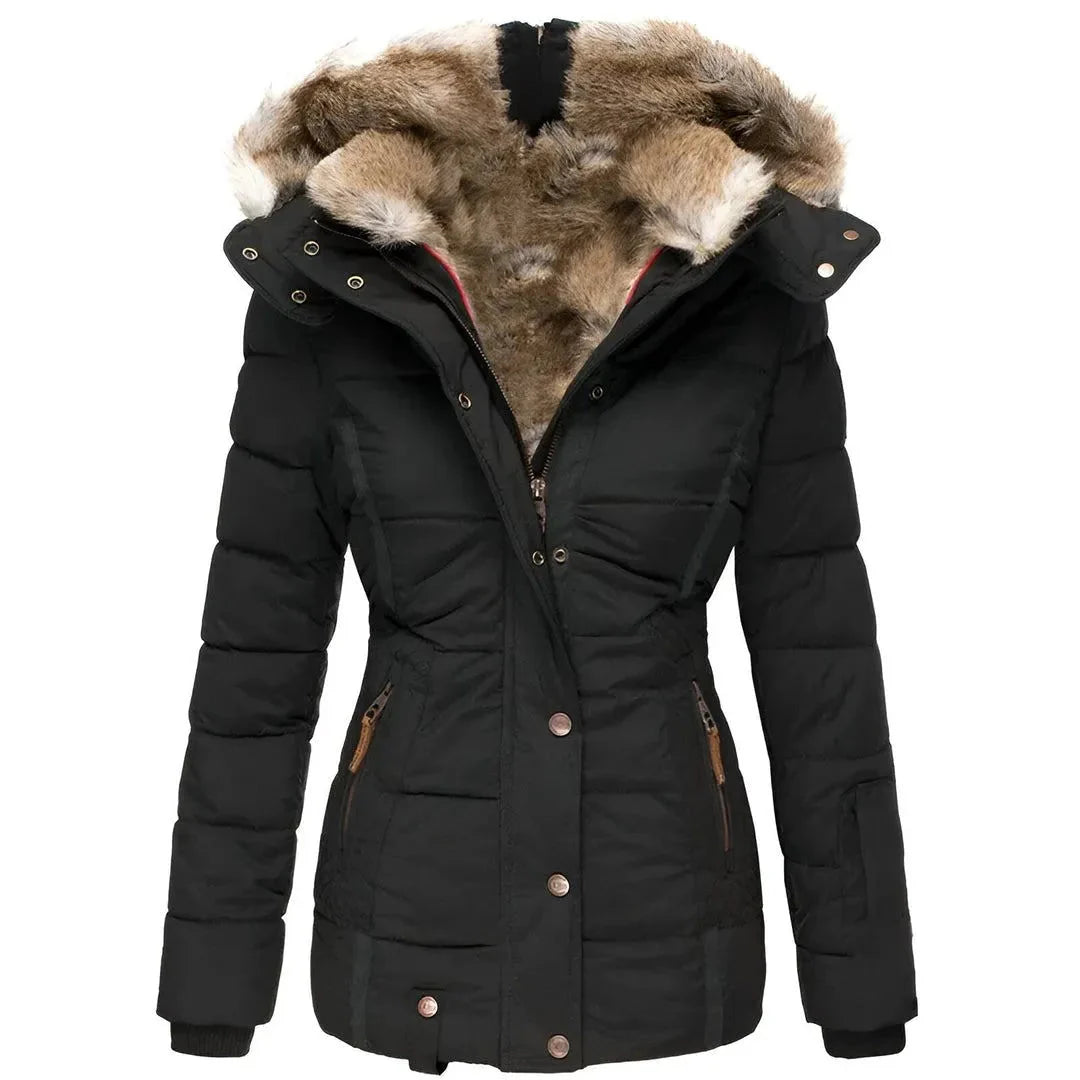 Women’s Plush Faux-Fur Hood Puffer Coat