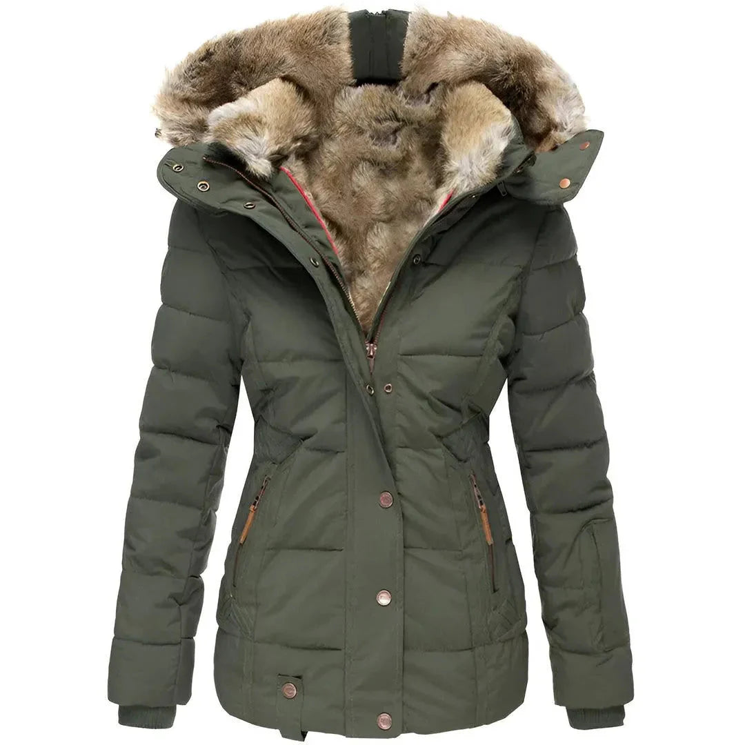 Women’s Plush Faux-Fur Hood Puffer Coat