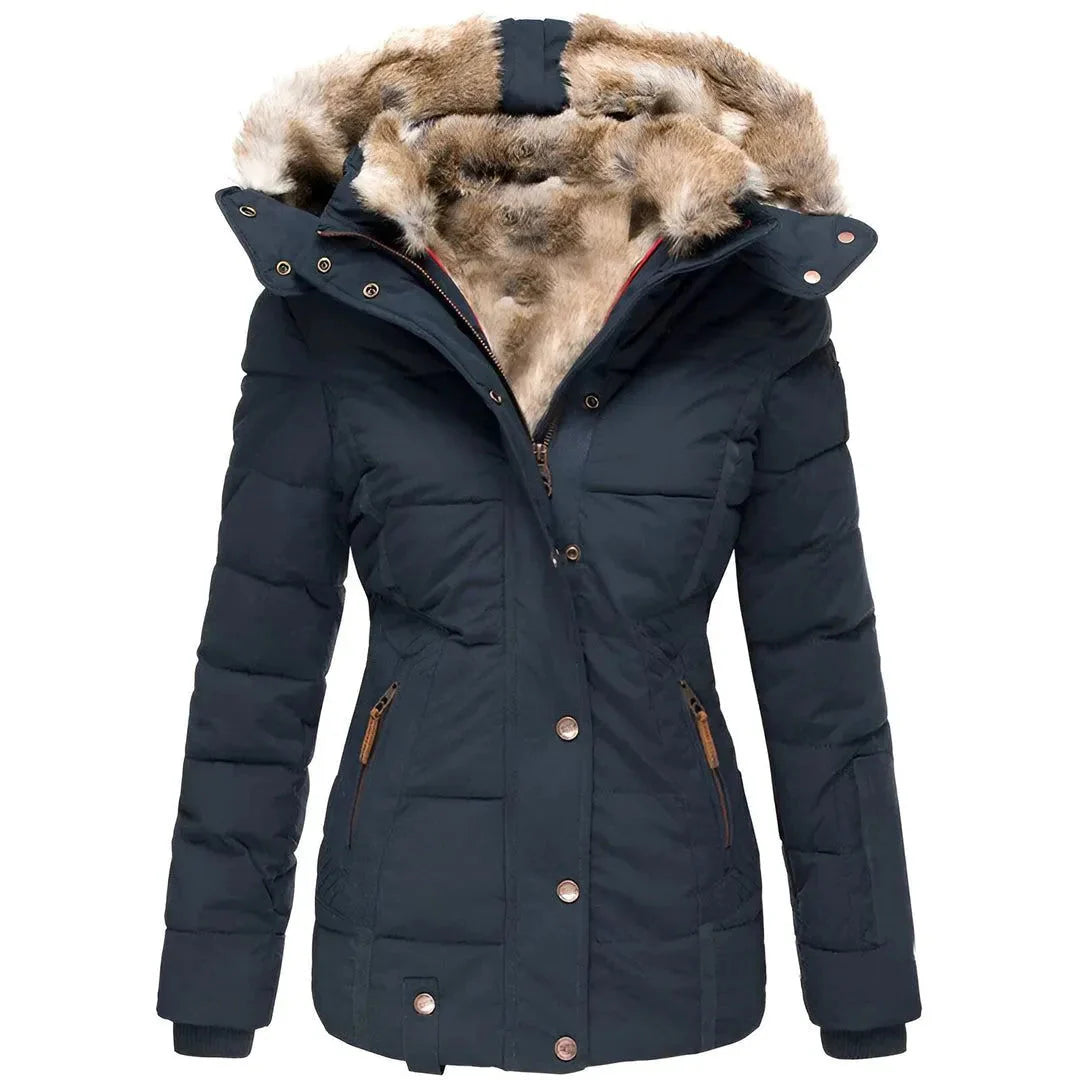 Women’s Plush Faux-Fur Hood Puffer Coat