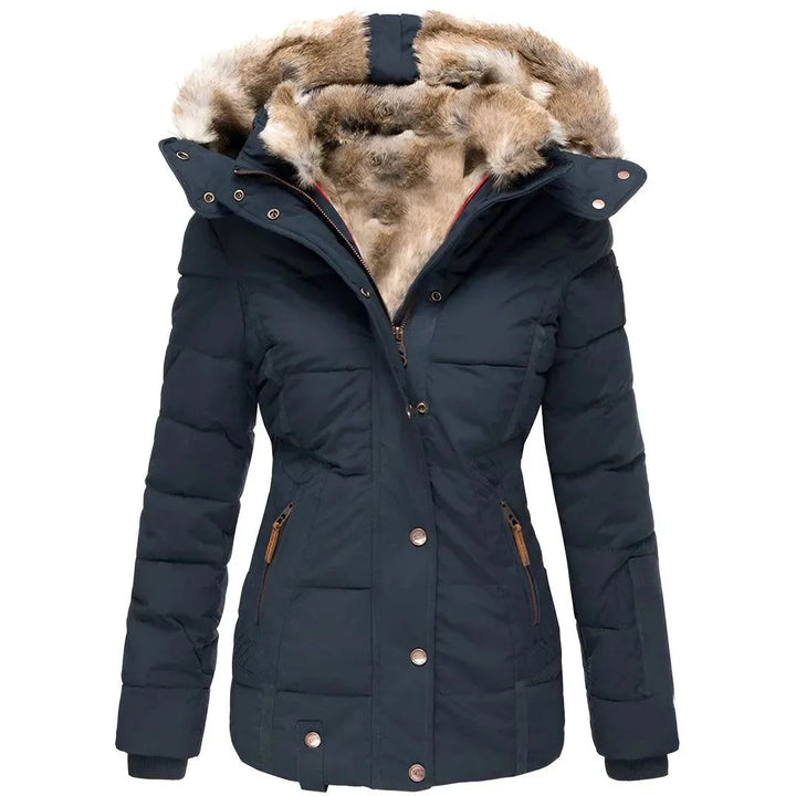 Women’s Plush Faux-Fur Hood Puffer Coat