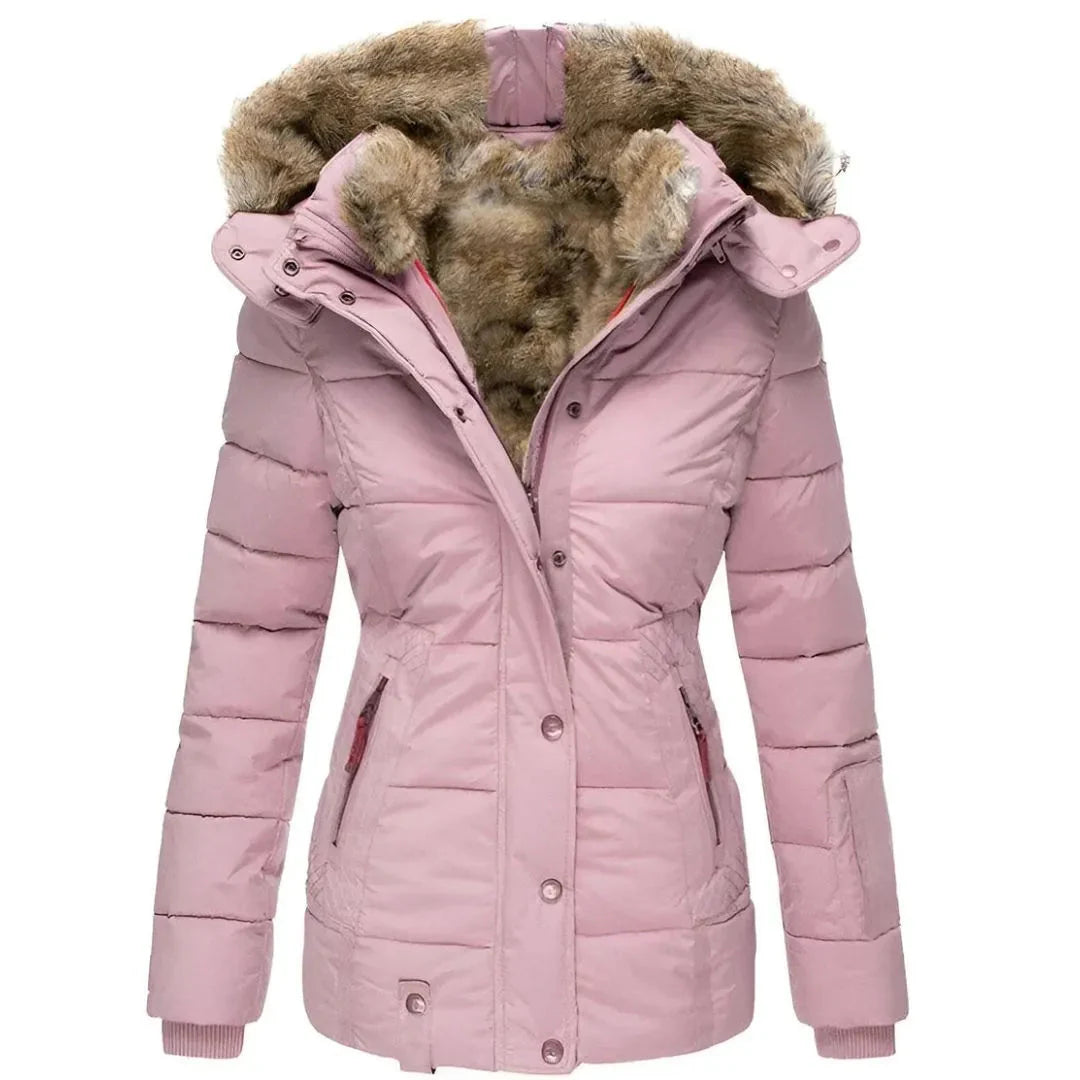 Women’s Plush Faux-Fur Hood Puffer Coat