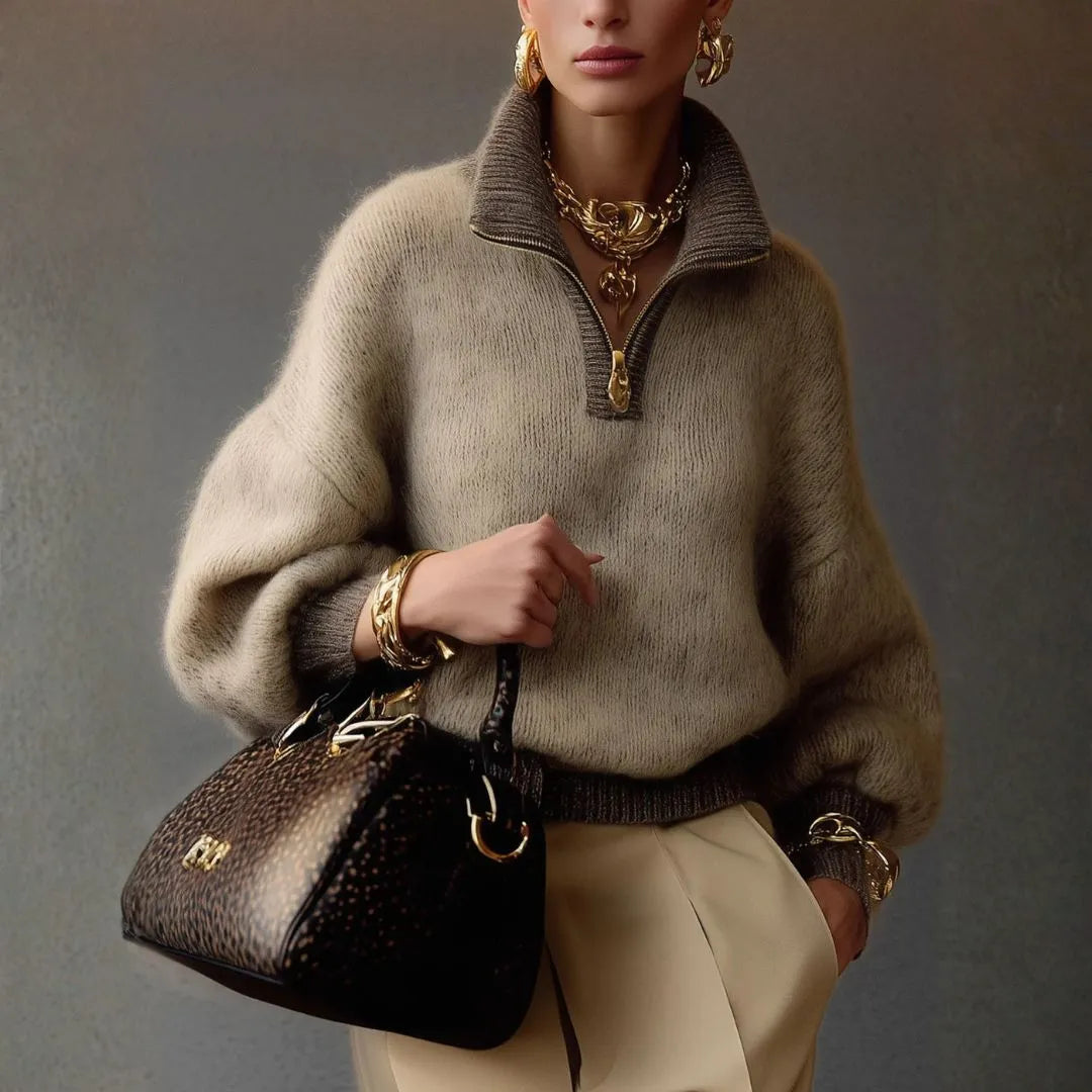 Women’s Raglan Sleeve Zip-Neck Colorblock Pullover