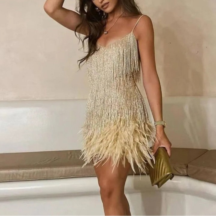 Women’s Sequin Feather Cocktail Dress
