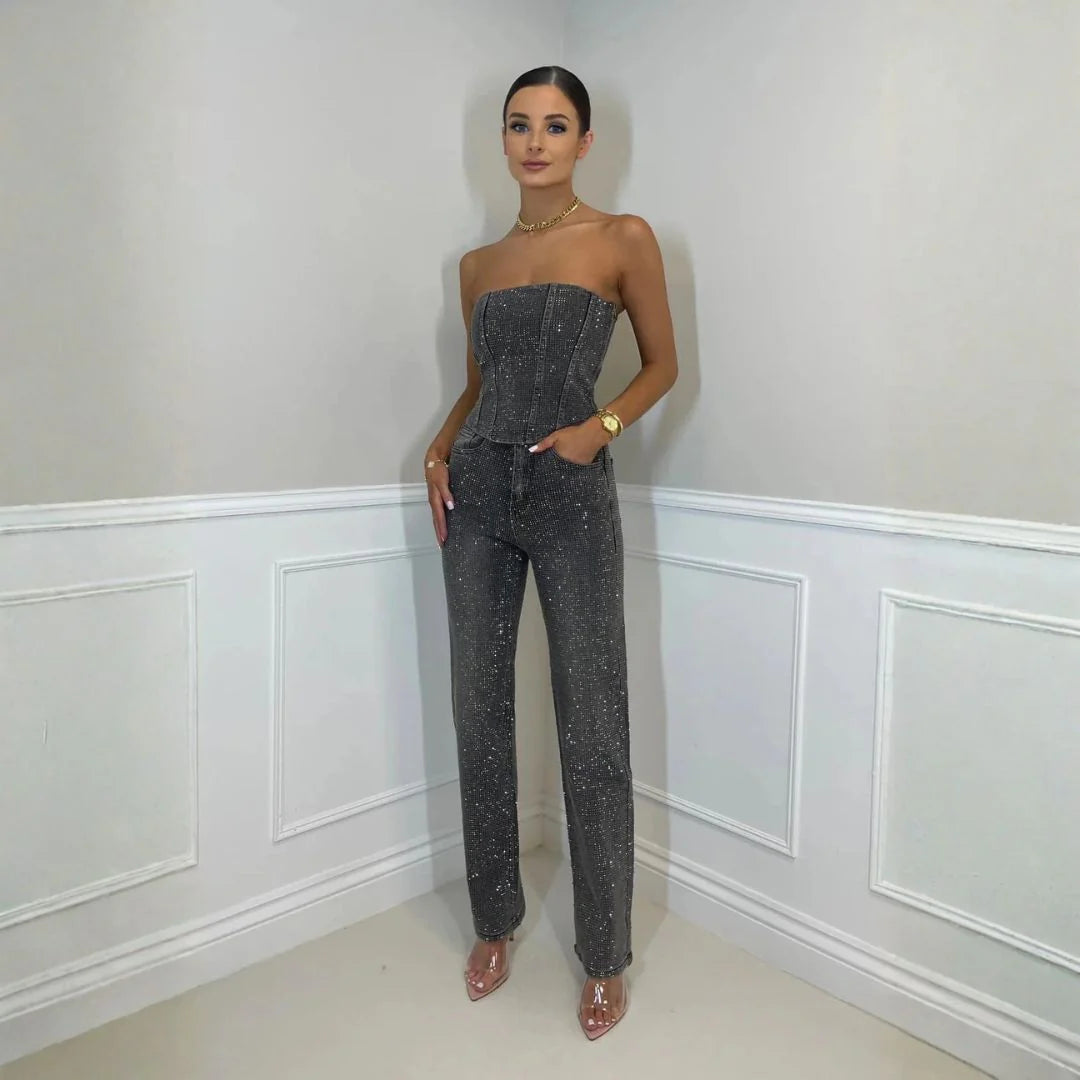 Women's Sparkly Tube and Pants Set