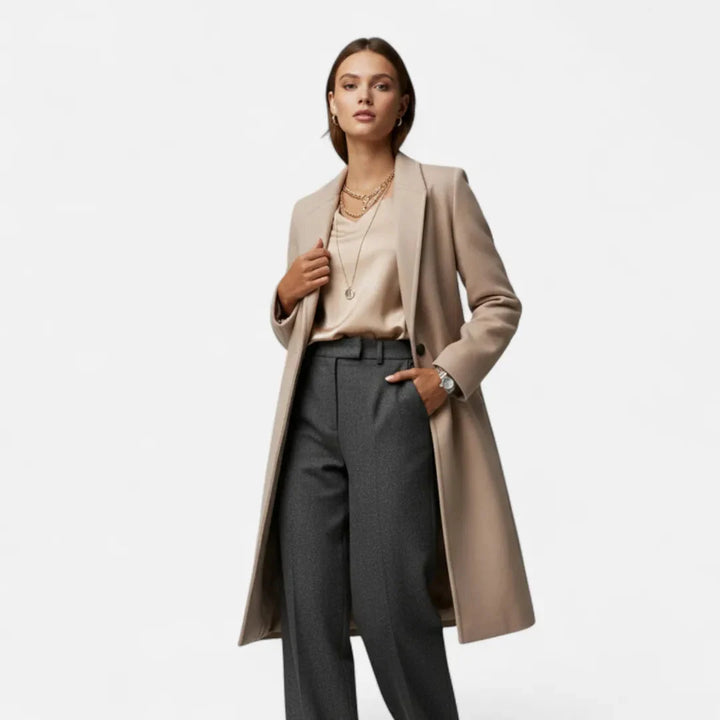 Women’s Tailored Wool-Blend Lapel Overcoat