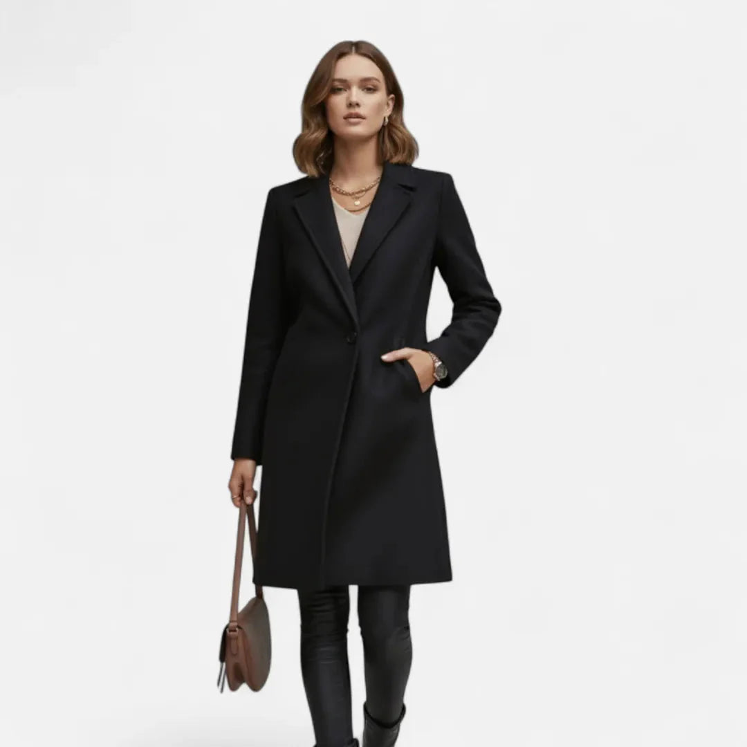 Women’s Tailored Wool-Blend Lapel Overcoat