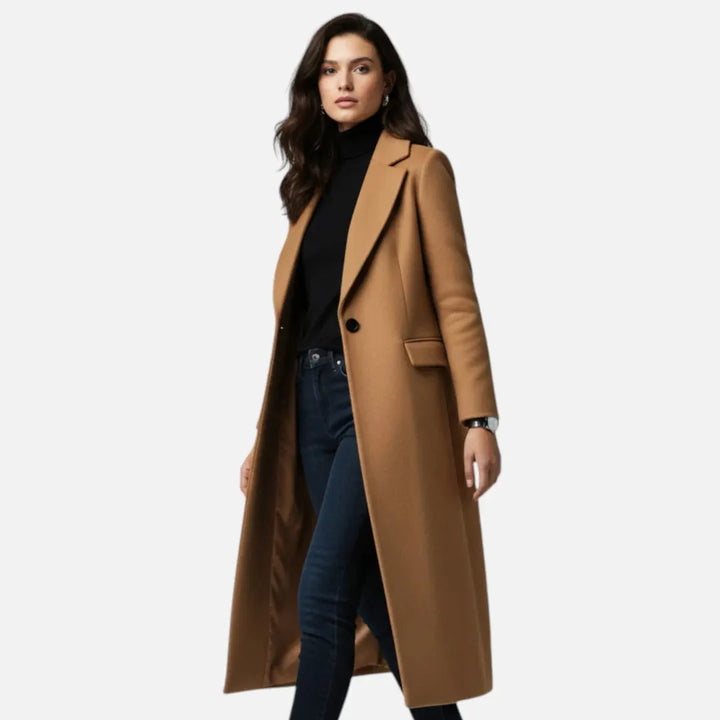 Women’s Tailored Wool-Blend Lapel Overcoat