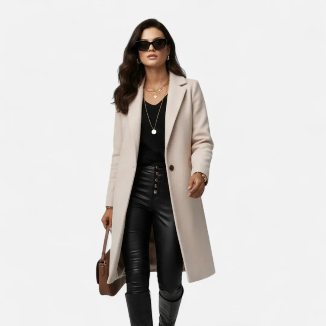 Women’s Tailored Wool-Blend Lapel Overcoat