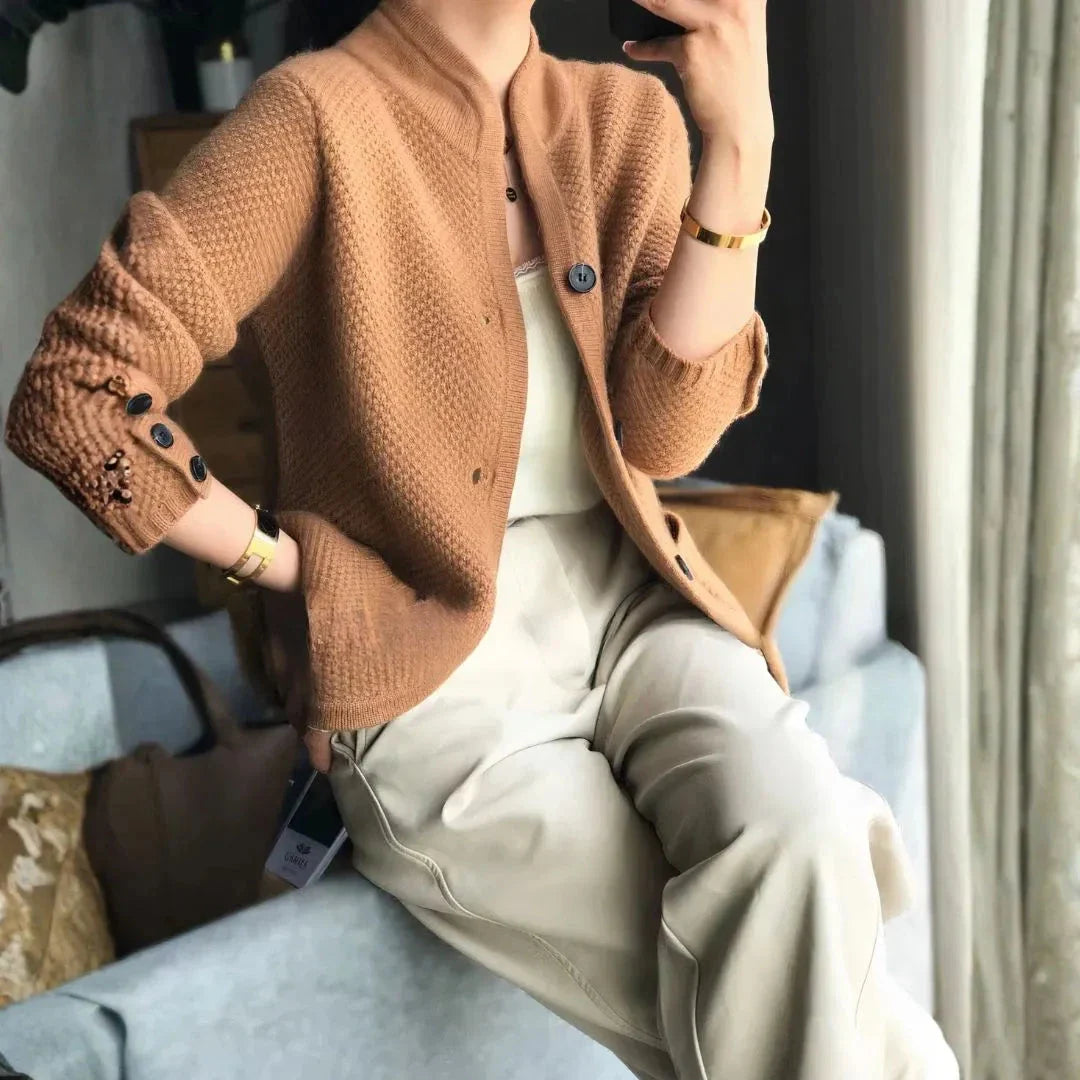Women’s Textured Cashmere Button Cardigan