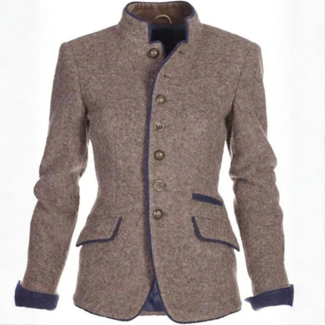 Women's Vintage Stand-Collar Two-Tone Blazer