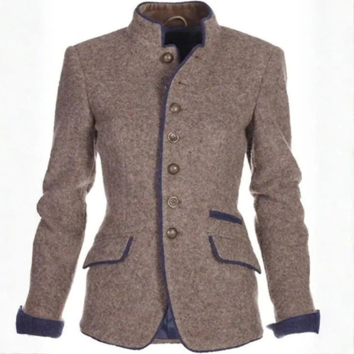 Women's Vintage Stand-Collar Two-Tone Blazer
