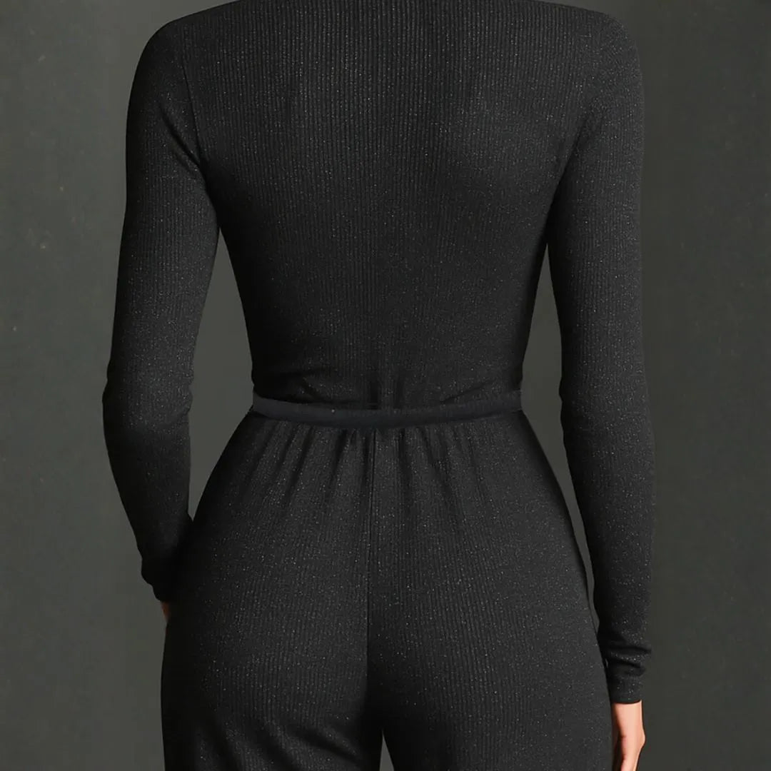 Women’s Zip Mock-Neck Drawstring Jumpsuit